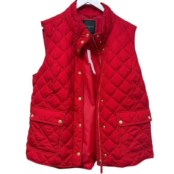 TALBOTS Quilted Down Vest Plus Size 2X Holiday Red Puffer Womens Jacket NWT - Picture 6 of 11